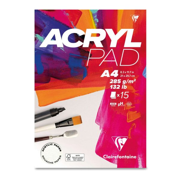 בלוק לצבעי אקריליק וגואש  ACRYL PAD CLAIREFONTAINE A4