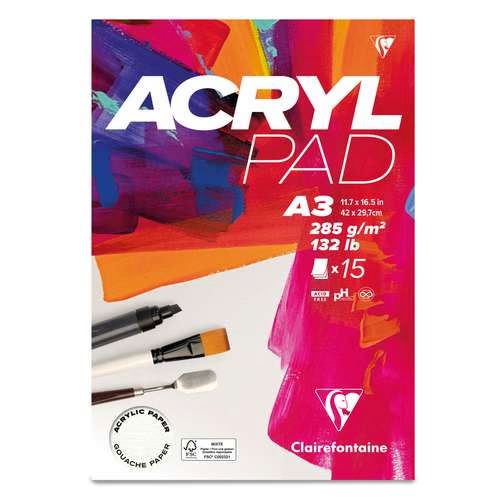בלוק לצבעי אקריליק וגואש  ACRYL PAD CLAIREFONTAINE A3