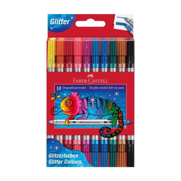 מארז 10 טושים מנצנצים דו צדדיים FABER CASTELL GLITTER