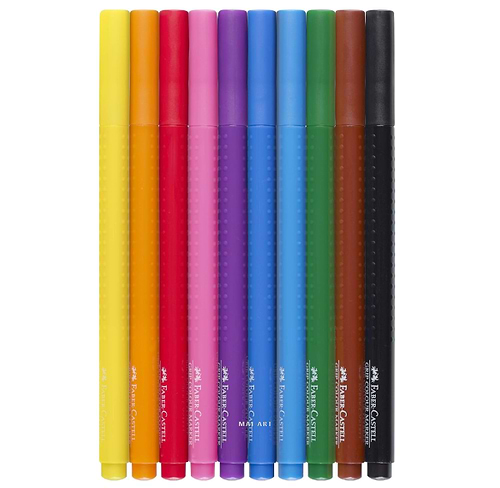 מארז 10 טושים דקים לאחיזה נכונה FABER CASTELL GRIP