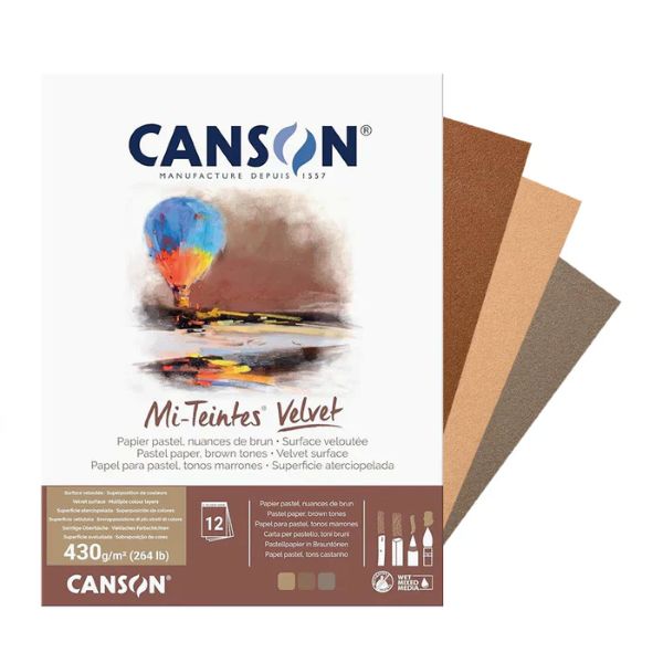 בלוק רישום לפחם ופסטל MI-TEINTES VELVET CANSON גוונים חומים