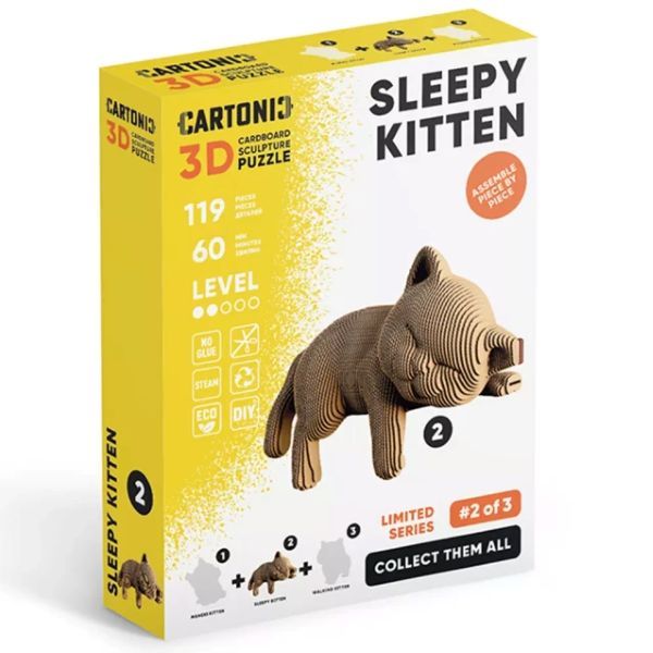 ערכת הרכבה תלת מימד חתול ישן  3D PUZZLE SLEEPY KITTEN 