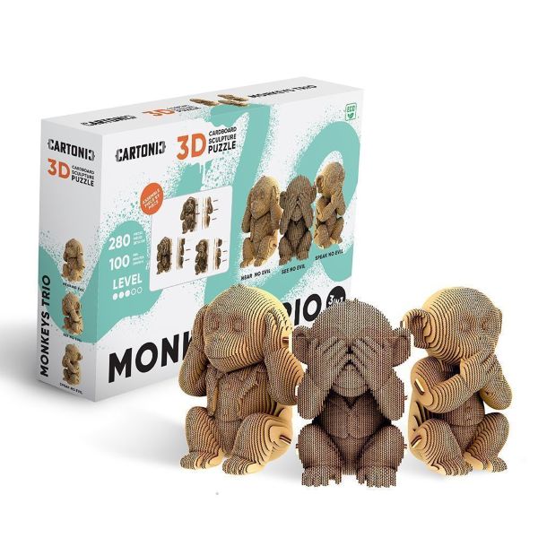 ערכת הרכבה תלת מימד 3 קופים 3D PUZZLE MONKEYS TRIO 