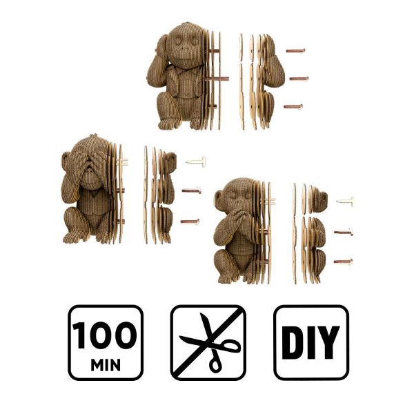 ערכת הרכבה תלת מימד 3 קופים 3D PUZZLE MONKEYS TRIO 