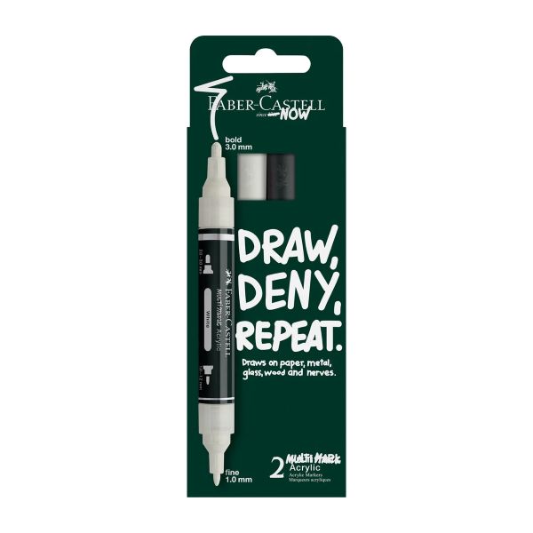 מארז 2 טושים אקרילים  דו צדדי FABER - CASTELL NULTI MARK