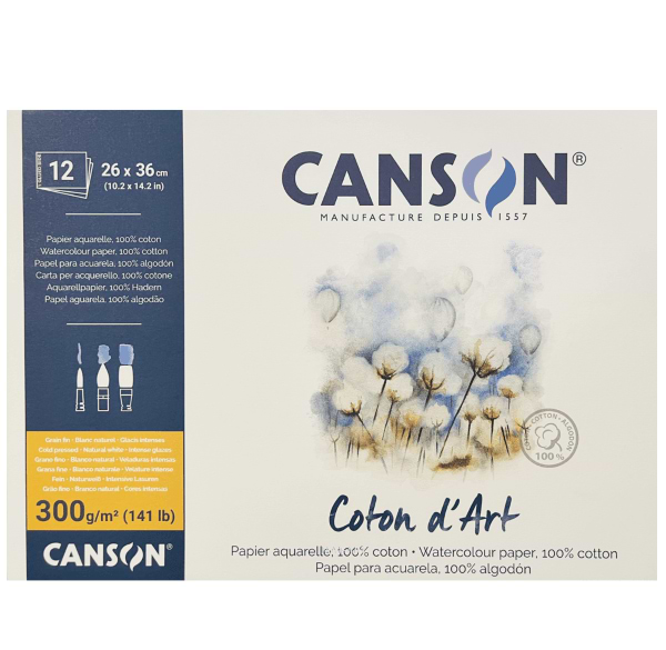 בלוק אקוורל גרעון עדין כתום  CANSON Coton d