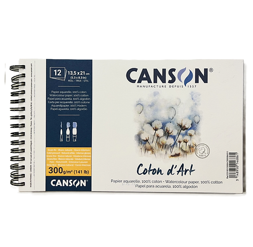 בלוק אקוורל גרעון עדין כתום  CANSON Coton d'Art 13.5/21 Grain fin