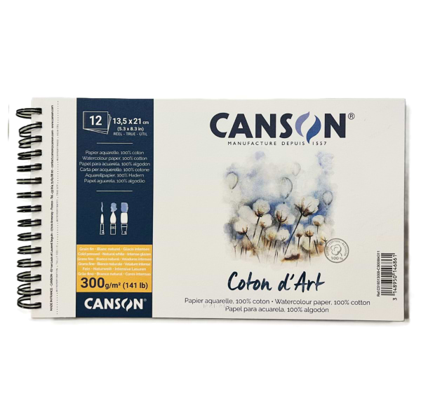 בלוק אקוורל גרעון עדין כתום  CANSON Coton d