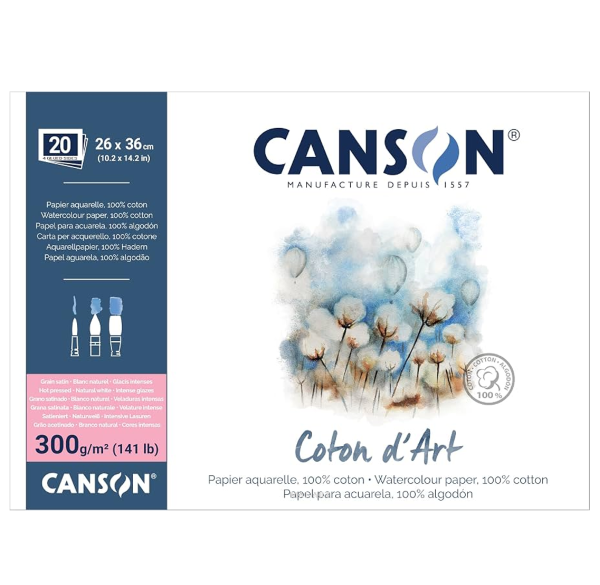 בלוק אקוורל גרעון סאטן ורוד Hot CANSON Coton d