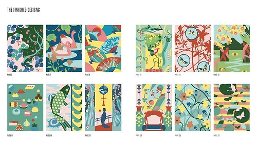 חוברת צביעה במספרים יפן מט JAPANESE SPRINGTIME COLOUR BY NUMBERS
