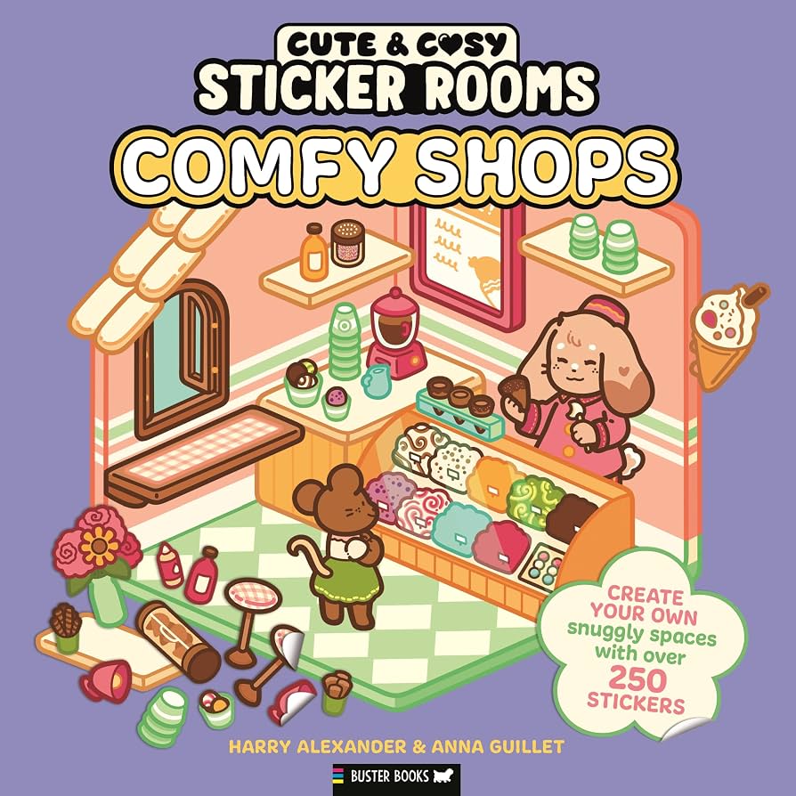 חוברת מדבקות CUTE & COSY STICKER ROOMS COMFY SHOPS