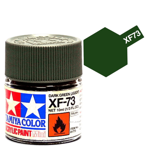 צבעים למודלים TAMIY COLOR ACRYLIC PAINT MINI DARK GREEN (JGSDF) XF73