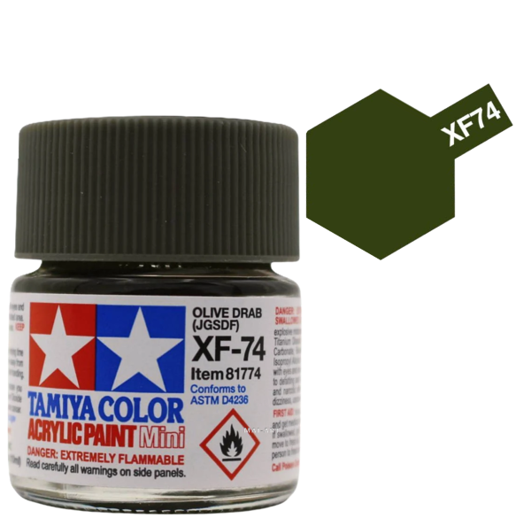 צבעים למודלים TAMIY COLOR ACRYLIC PAINT MINI OLIVE DRAB (JGSDF) XF74