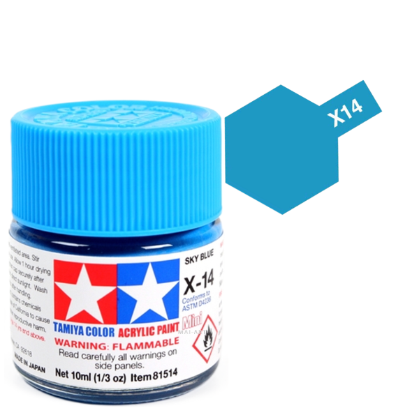 צבעים למודלים TAMIY COLOR ACRYLIC PAINT MINI SKY BLUE X14