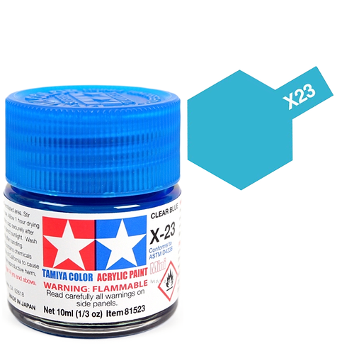 צבעים למודלים TAMIY COLOR ACRYLIC PAINT MINI CLEAR BLUE X23