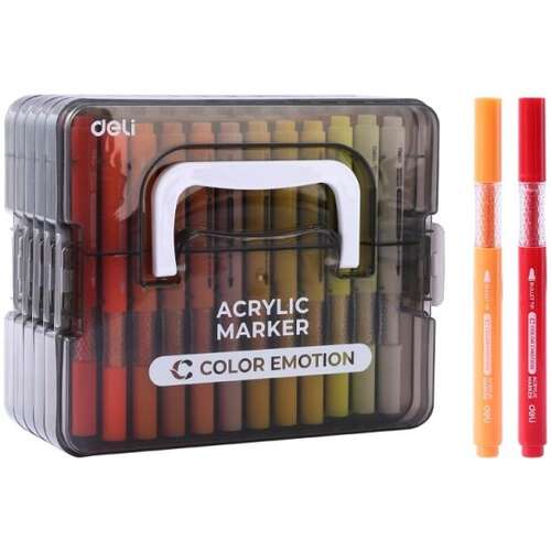 סט 60 טושים אקריליים דאלי DELI חד צדדי COLOR EMOTION ACRYLIC MARKERS