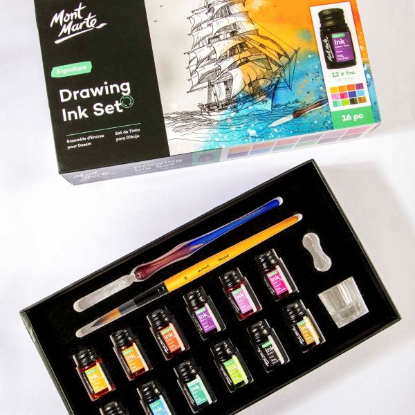 ערכת דיו לציור DRAWING INK SET MONT MARTE