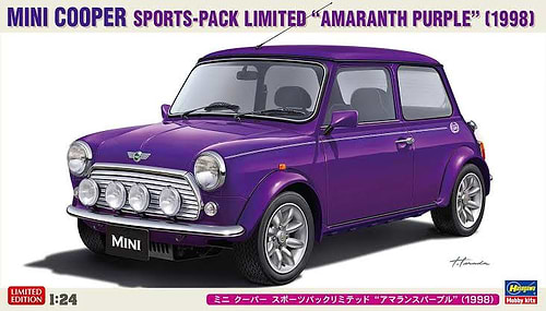 ערכת הרכבה מכונית MINI COOPER SPORTS PACK LIMITED  AMARANTH PURPLE 1998 HASEGAWA 