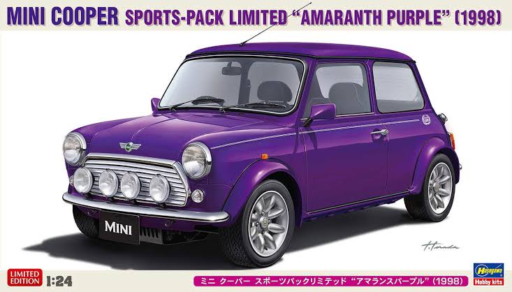 ערכת הרכבה מכונית MINI COOPER SPORTS PACK LIMITED  AMARANTH PURPLE 1998 HASEGAWA 