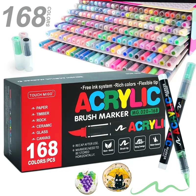 סט 168 טושים אקרילים ACRYLIC BRUSH MARKERS TOUCH MIGO