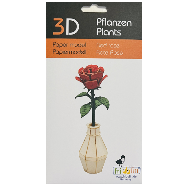 ערכת הרכבה מנייר ורד אדום 3D Red rose