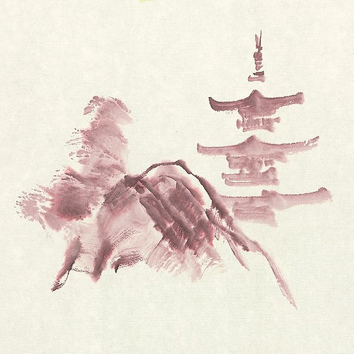 דיו סומי מוצק גוון אדום Kuretake SAIBOKU SHIMBI IROSumi Ink Stick, RED