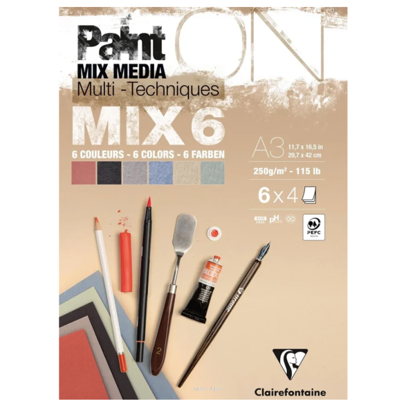 בלוק מיקס מדיה PAINT ON MIX MEDIA MIX 6 A3
