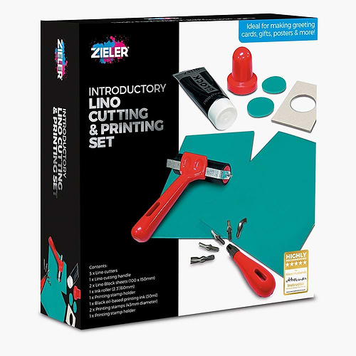 סט מתחילים לעבודה בלינו INTRODUCTORY LINO CUTTING & PRINTING SET ZIELER 