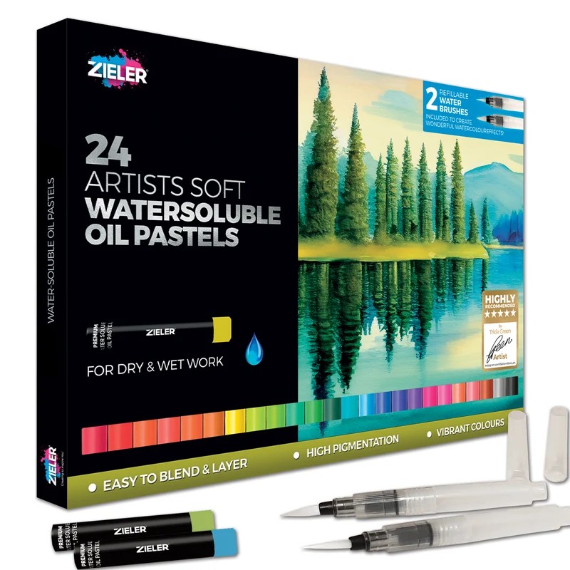 מארז 24פסטל שמן נמס במים 24 ARTIST SOFT WATEER SOLUBLE OIL PASTELS ZIELER