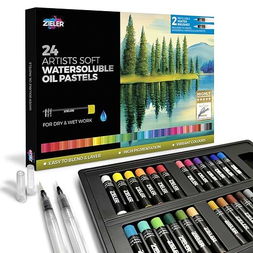 מארז 24פסטל שמן נמס במים 24 ARTIST SOFT WATEER SOLUBLE OIL PASTELS ZIELER