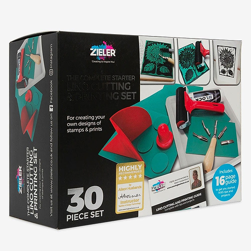 סט מושלם לעבודה בלינו COMPLETE LINO CUTTING & PRINTING SET ZIELER 