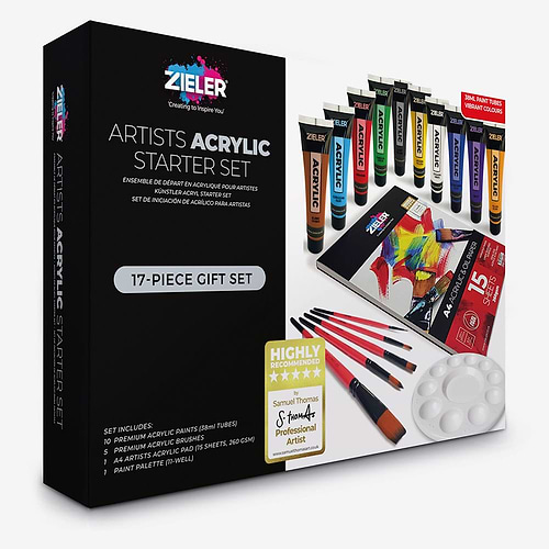 סט צבעי אקריליק  למתחילים ARTISTS ACRYLIC STARTER SET ZIELER