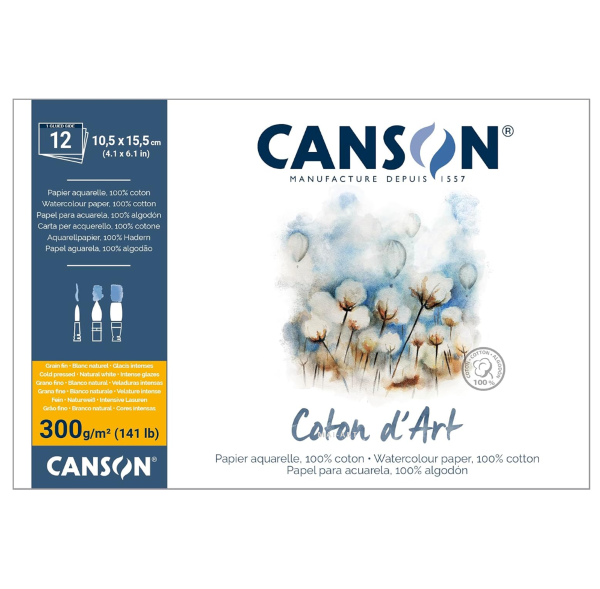 בלוק אקוורל גרעון עדין כתום  CANSON Coton d