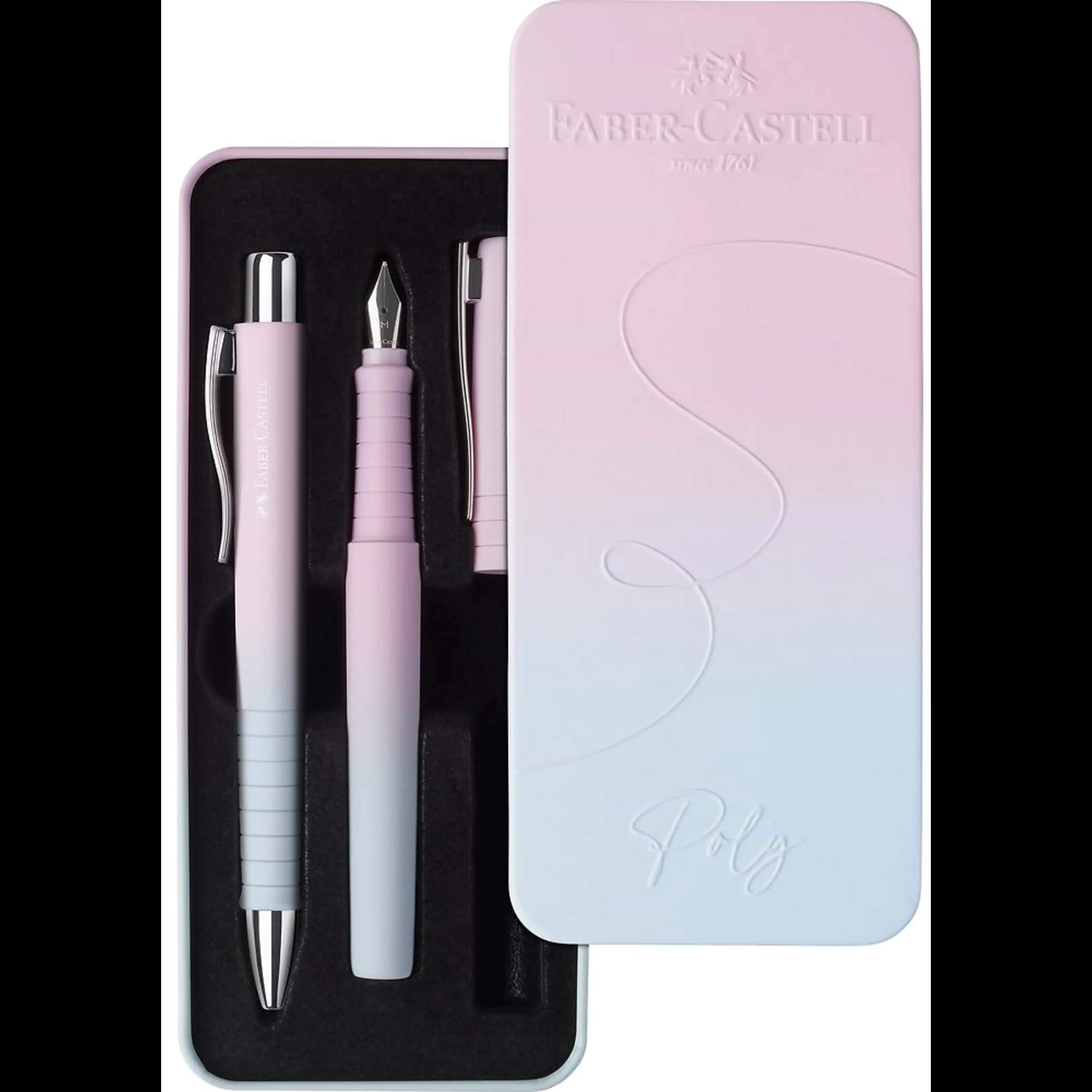 סט מפואר עט נובעת + עט כדורי מבית פאבר קסטל FABER CASTELL POLY BLUSHING SKY