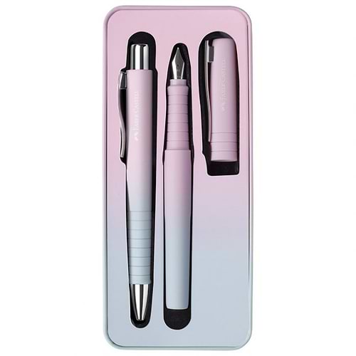 סט מפואר עט נובעת + עט כדורי מבית פאבר קסטל FABER CASTELL POLY BLUSHING SKY