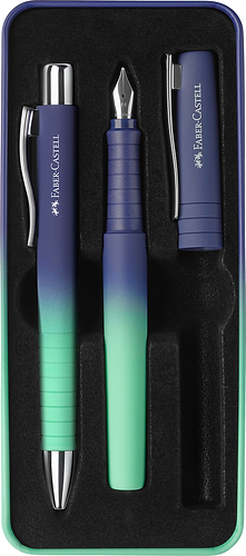 סט מפואר עט נובעת + עט כדורי מבית פאבר קסטל FABER CASTELL POLY BUZZRING BLUE
