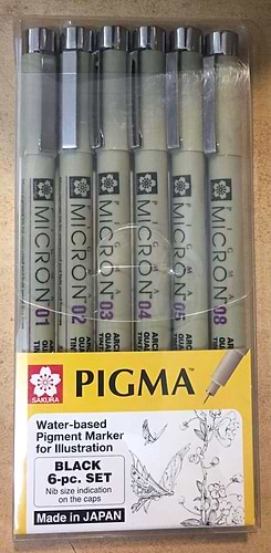 סט רפידוגרף PIGMA BLACK מבית SAKURA