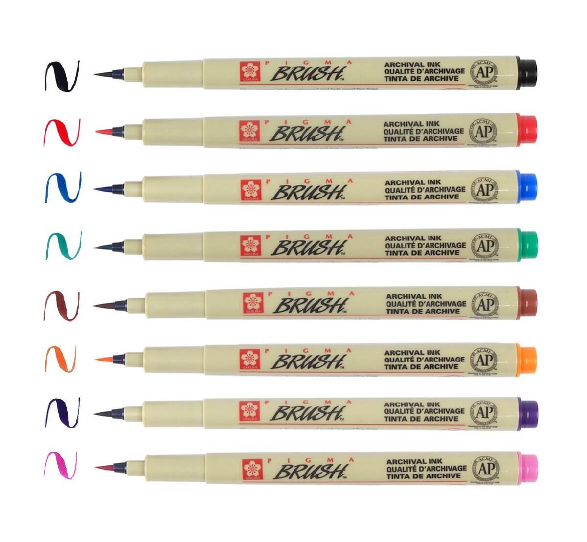 סט 8 טושי מכחול צבעוני סקורה PIGMA BRUSH