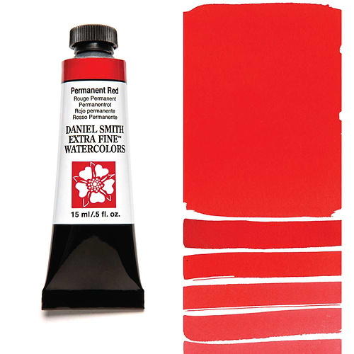 צבע מים שפופרת PERMANENT RED 15ML S1  DANIEL SMITH 