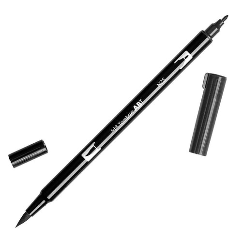 טוש מכחול Tombow Dual Brush Pen Art Marker- N25 Lamp Black   