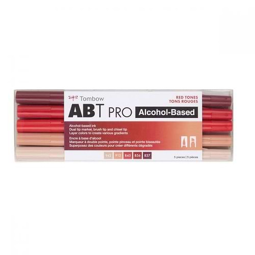 מארז 5 מרקרים אלכוהוליים TOMBOW RED TONES