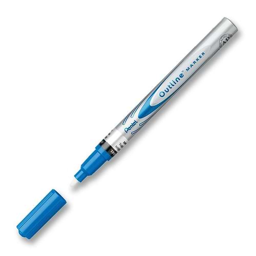 טוש כסף אפקט אוטליין כחול PENTEL