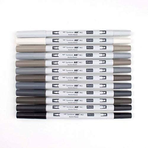 מארז 12 מרקרים אלכוהוליים TOMBOW GRAY PALETTE