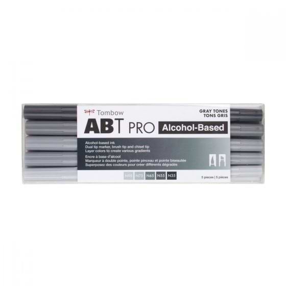 מארז 5 מרקרים אלכוהוליים TOMBOW GRAY TONES
