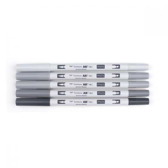 מארז 5 מרקרים אלכוהוליים TOMBOW GRAY TONES