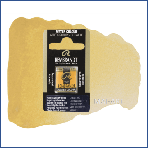 צבע מים רמברנדט סדרה 1 חצי קוביה Naples yellow deep 223