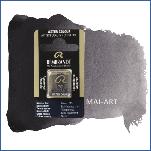 צבע מים רמברנדט סדרה 1 חצי קוביה  Neutral tint 715