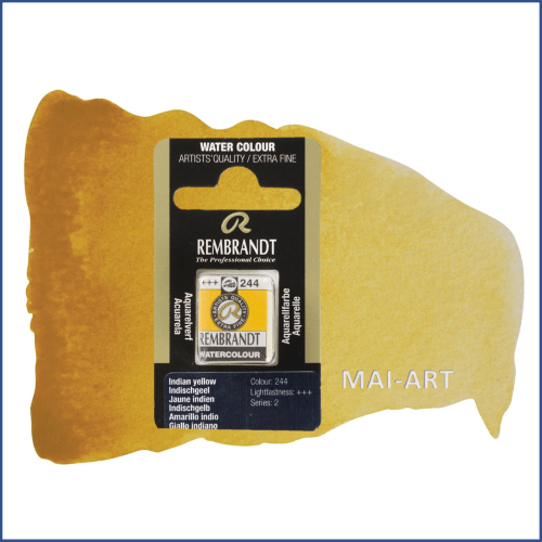 צבע מים רמברנדט סדרה 2 חצי קוביה Indian yellow 244