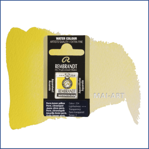 צבע מים רמברנדט סדרה 2 חצי קוביה Permanent lemon yellow 254