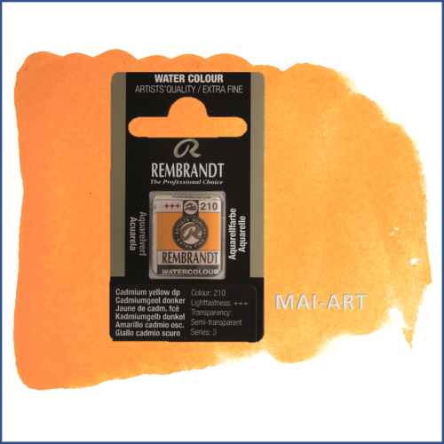 צבע מים רמברנדט סדרה 3 חצי קוביה  Cadmium yellow dp 210 